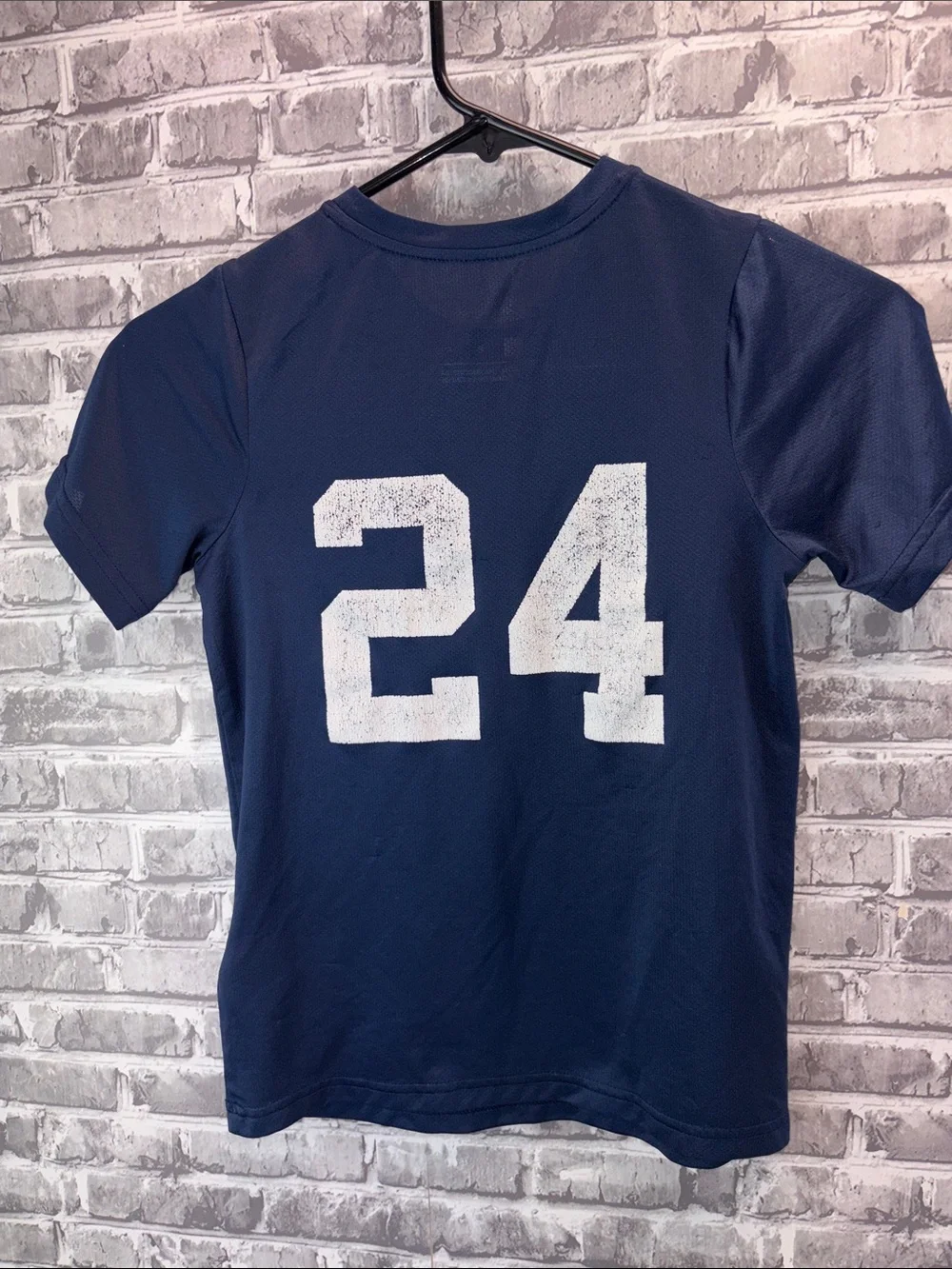 Nike Boys Navy Braves Graphic Short Sleeve Tee with Red Accents